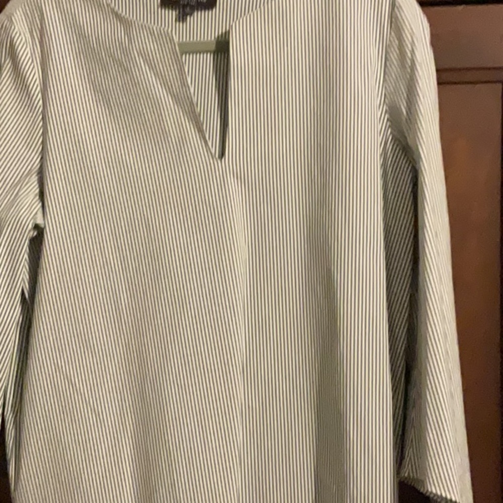 Lafayette 148 New York Striped Shirt - Blue and White